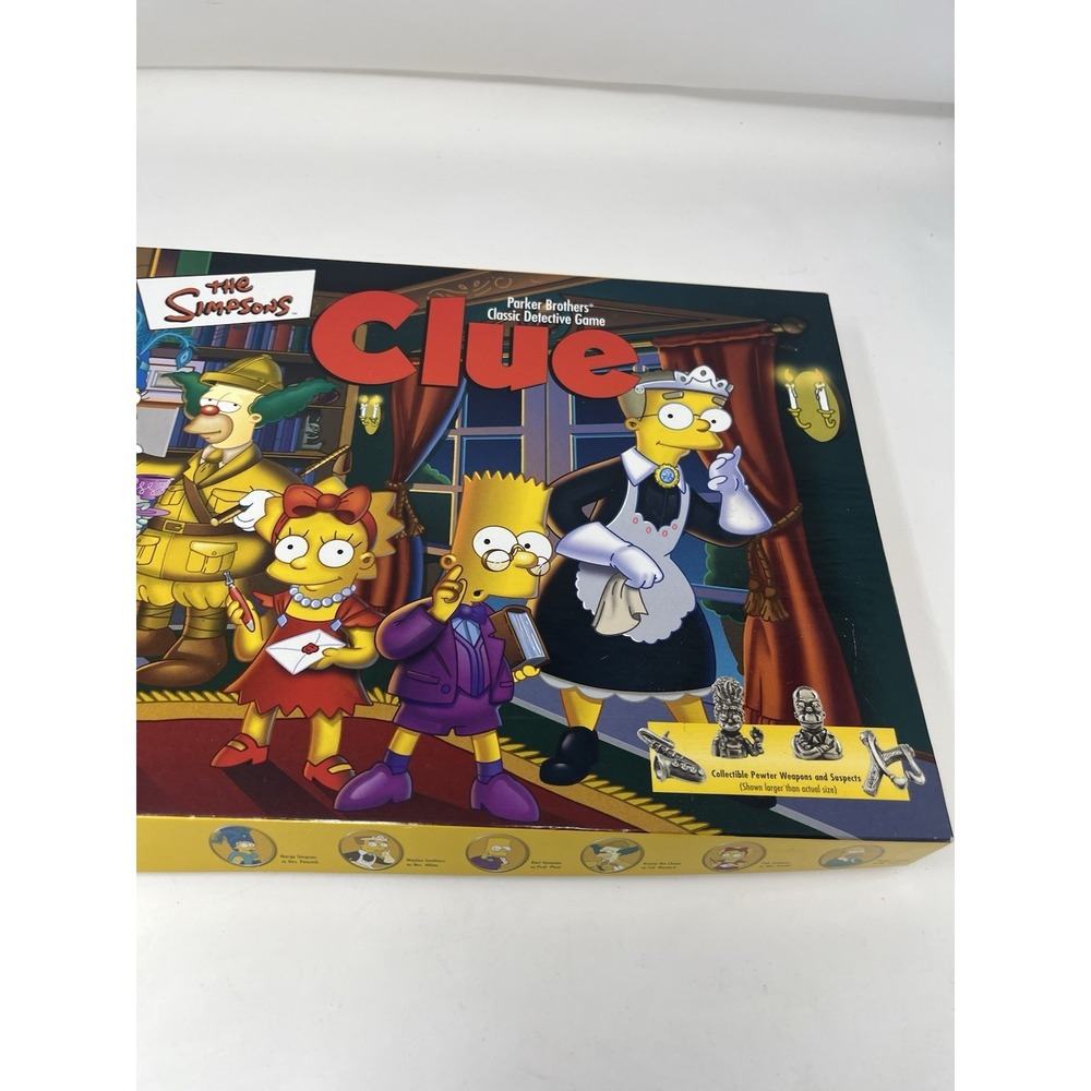 Vintage 2000 THE SIMPSONS Clue Mystery Game Pewter Pieces Parker COMPLETE - Picture 3 of 9